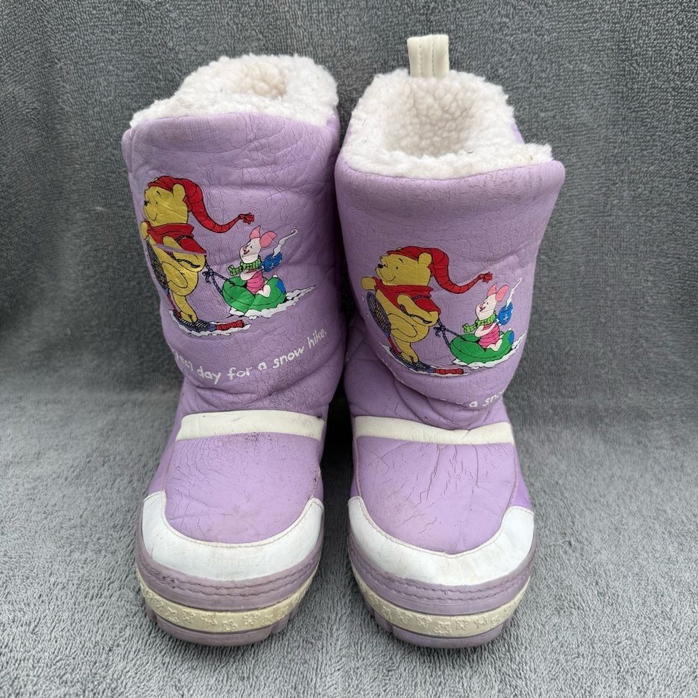 Kids 13c/1Y Vintage Pooh and Piglet Fleece Lined Snow Boots Purple